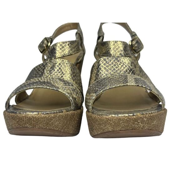 VANELi Gold Metallic Snakeskin Wedge Sandals 
Size 9 1/2 - Picture 7 of 12
